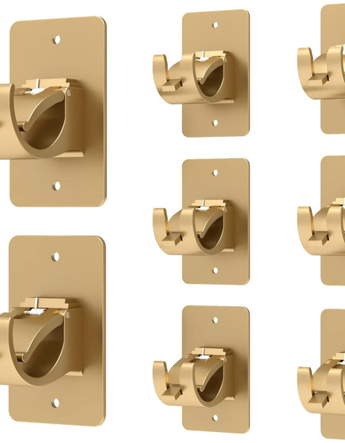 Load image into Gallery viewer, 8 Pieces Self Adhesive Curtain Rod Bracket, Universal Plastic Curtain Rod Holders, No Drill Curtain Rod Brackets Curtain Rod Hooks
