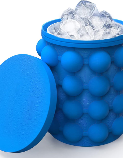 Load image into Gallery viewer, Ice Cube Mold Ice Trays, Large Silicone Ice Bucket, (2 in 1) Ice Cube Maker, Round,Portable (Dark blue)

