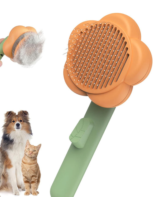 Load image into Gallery viewer, Pet Grooming Brush Cat Deshedding Brush, Self-Cleaning Slicker Cat Brushes ,Orange+Green
