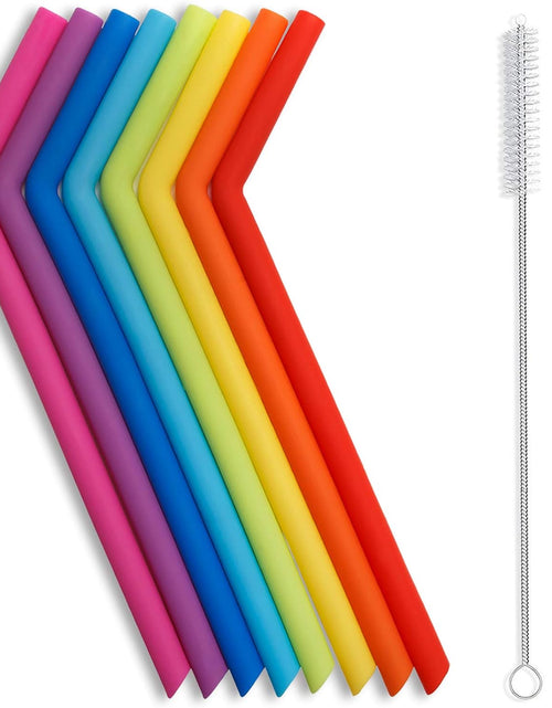 Load image into Gallery viewer, Reusable Silicone Straws, Long Flexible Silicone Drinking Straws with Cleaning Brushes for 30 oz Tumblers , 10 Pieces
