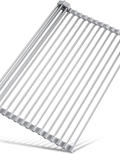 Load image into Gallery viewer, Roll Up Dish Drying Rack Over Sink Drying Rack Sink Cover Kitchen Sink Accessories Gadget, 17.7&quot; x 15.5&quot; , Grey
