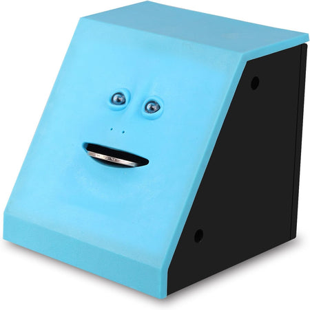 Face Bank, Face Money Eating Box Cute Facebank Piggy Bank for Coins Box Brick Automatic Money Coin Saving Bank, Blue