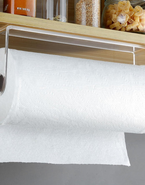 Load image into Gallery viewer, Acrylic Paper Towel Holder - Kitchen Paper Towel Holder Under Cabinet, One Hand Operable, Self Adhesive Paper Towel Rack for Bathroom Organizer
