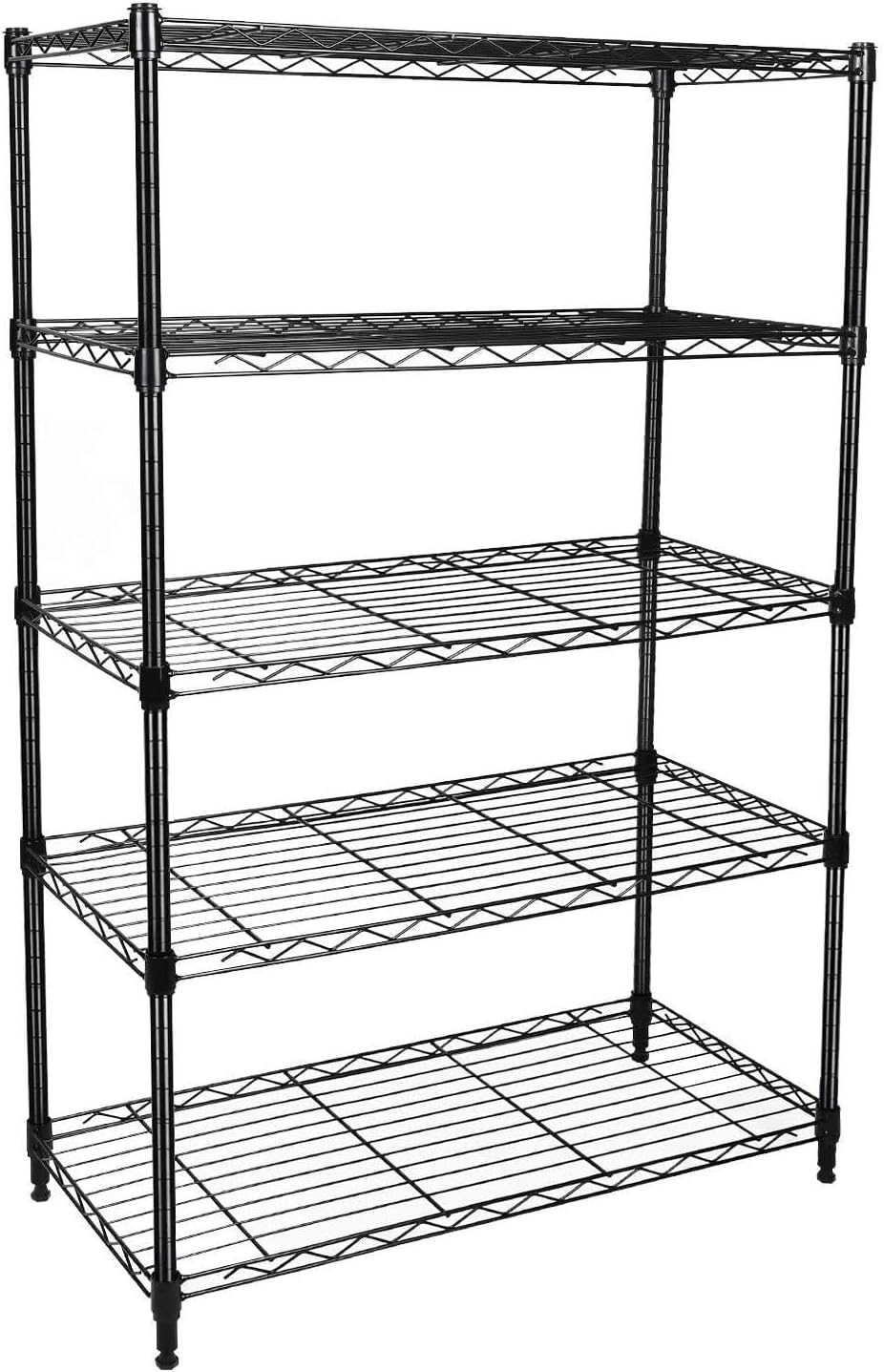 5-Shelf Shelving Unit 1250Lb Capacity, 29.92" D x 13.98" W x 62.99" H, 5 Tier, Black