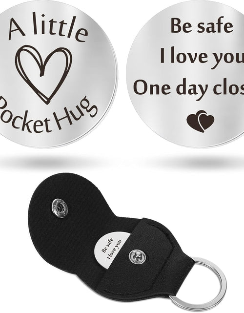 Load image into Gallery viewer, Pocket Hug Token Long Distance Relationship Keepsake Stainless Steel Double Sided Inspirational Gift with Keychain (Be Safe)
