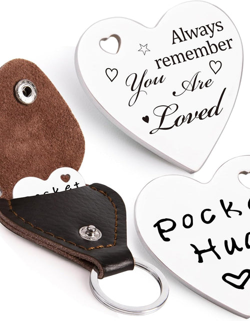 Load image into Gallery viewer, Pocket Hug Token,Long Distance Gifts Keepsake,Double Sided Inspirational Thinking of you Gift with Leather Keychain (You Are Loved)
