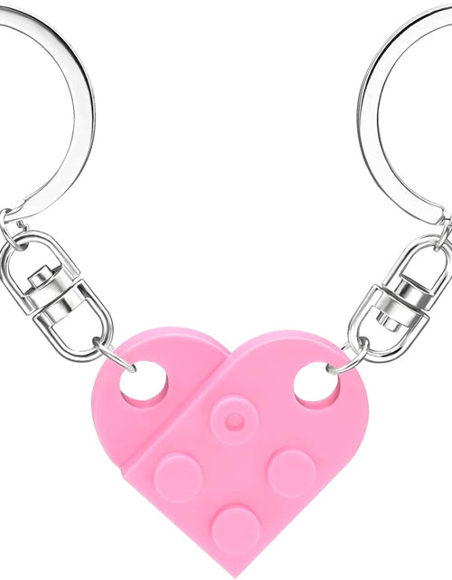 Load image into Gallery viewer, Matching Brick Keychain for Couples, Cute Heart Shape Keychains Set, Pink
