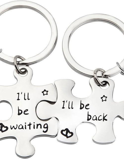 Load image into Gallery viewer, Birdgot Puzzle Keychain Couples Set Long Distance Relationships Gifts For Couples Love Friendship Gift (Silver)
