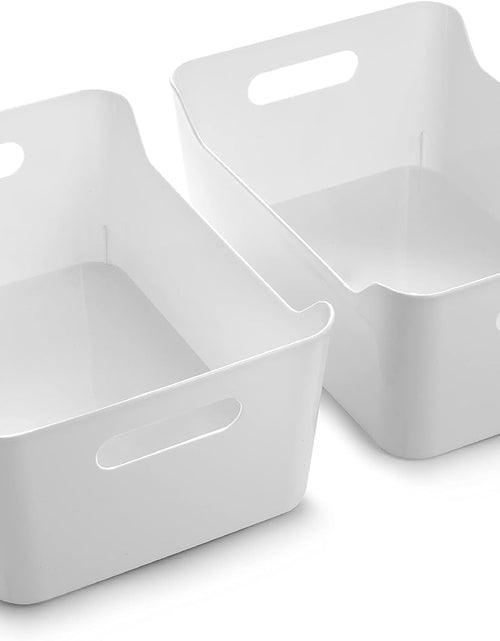Load image into Gallery viewer, Plastic Storage Bins, Large - 2 Pack, White | Pantry Organizers and Storage Containers Fridge Organizer Bins

