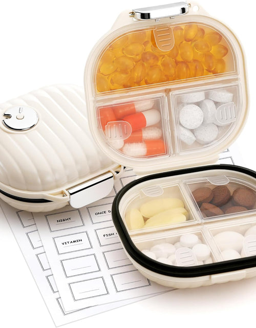 Load image into Gallery viewer, Pill Case Portable Small Weekly Travel Pill Organizer, Cute Moisture Proof Pill Box Holder, Beige/Small
