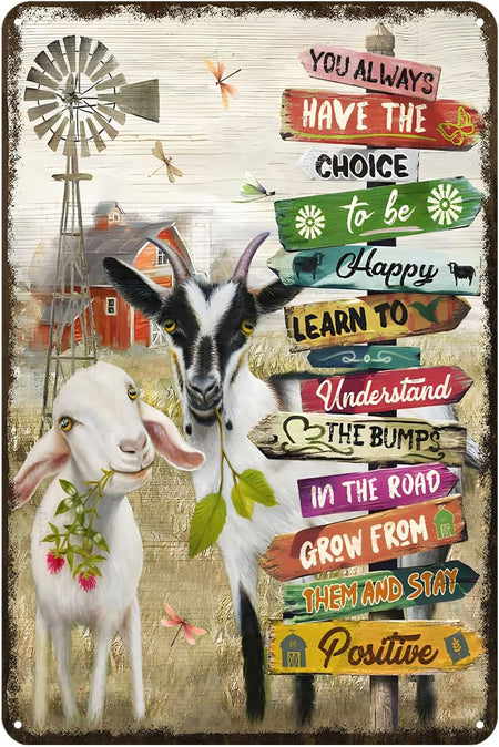 Goat Metal Sign You Always Have The Choice Rustic Decor Vintage Tin Sign, 12 X 8 Inch