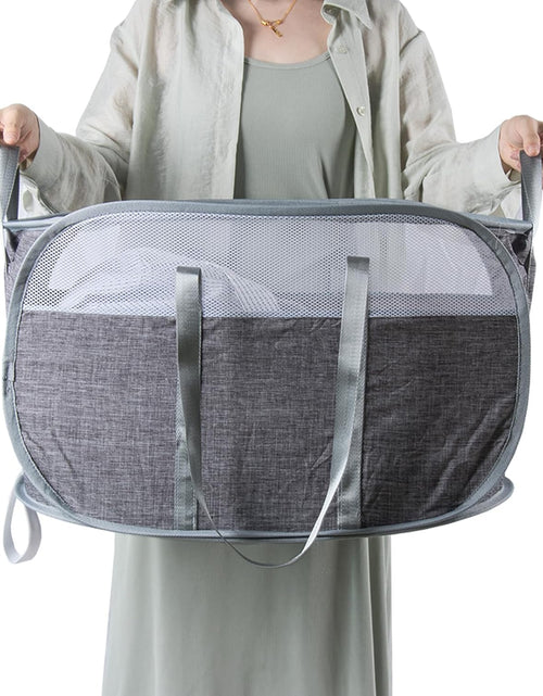 Load image into Gallery viewer, Collapsible Laundry Basket, Foldable Pop Up Laundry Hamper with Reinforced Handles, Gray
