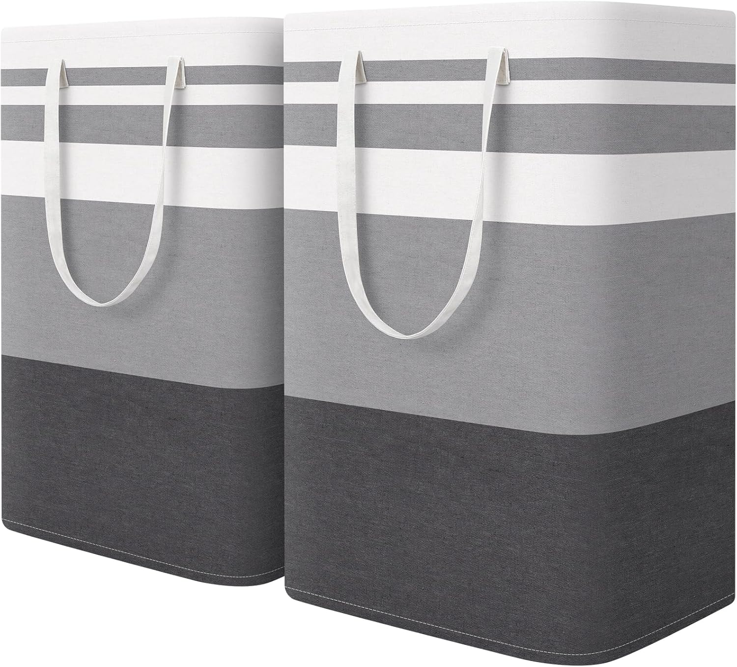 2-Pack Large Laundry Basket, Waterproof, Freestanding Laundry Hamper, Collapsible Tall Clothes Hamper with Extended Handles (Gradient Grey, 75L)