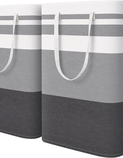 Load image into Gallery viewer, 2-Pack Large Laundry Basket, Waterproof, Freestanding Laundry Hamper, Collapsible Tall Clothes Hamper with Extended Handles (Gradient Grey, 75L)
