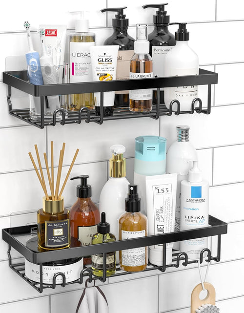 Load image into Gallery viewer, Shower Caddy Shelf Organizer Rack, Self Adhesive Black Bathroom Shelves Basket, Black

