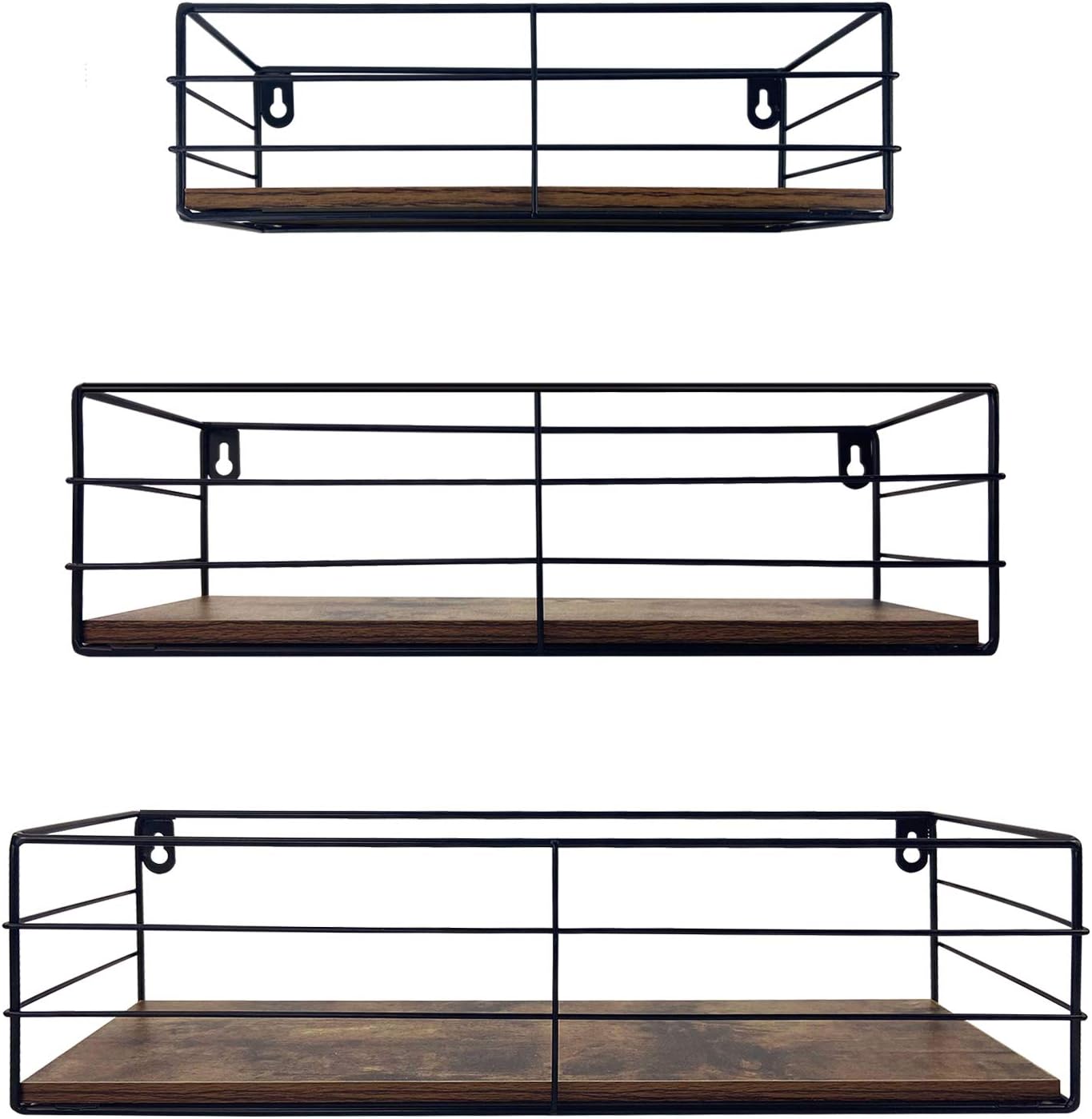Floating Shelves Wall Mounted Set of 3, Hanging Storage Shelf for Bathroom, Living Room, Bedroom, Kitchen Home Decor, Brown