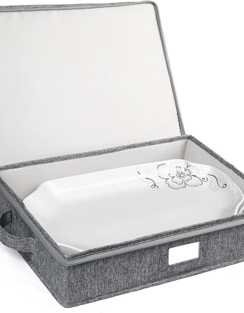 Load image into Gallery viewer, Platter Storage Case, Hard Shell, Storage Container for Moving, 17x13x3.5 in, 5 Felt Dividers Included
