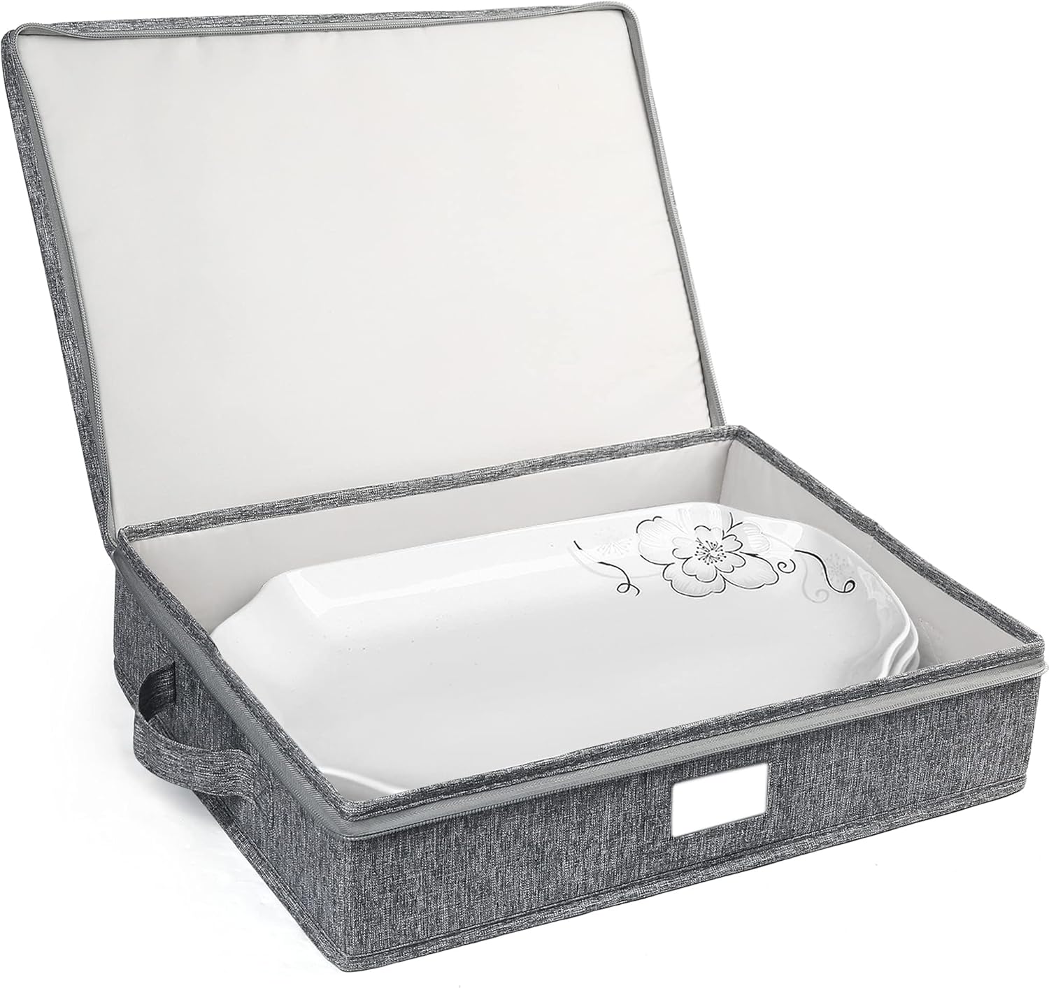 Platter Storage Case, Hard Shell, Storage Container for Moving, 17x13x3.5 in, 5 Felt Dividers Included