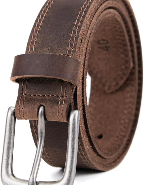 Load image into Gallery viewer, Men&#39;s Genuine Leather Casual Every Day Jeans Belts, Handmade with Gift Box, Bourbon Brown (Double Stitch) (36,waist 34)
