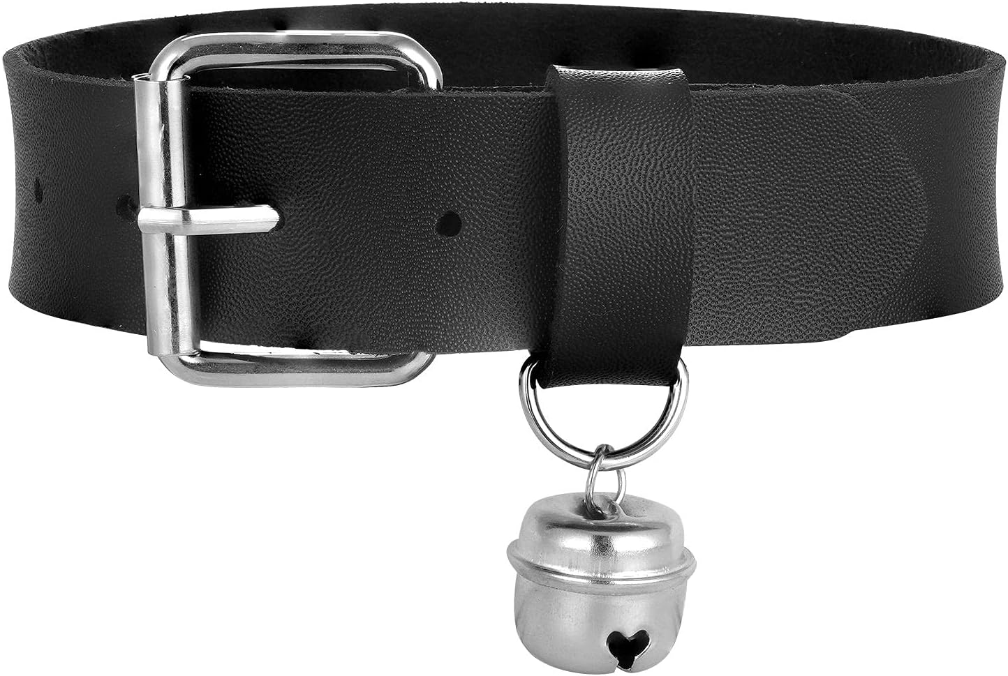 Multicolor PU Simulated Leather Silvert-Tone Bell Belt Adjustable Collar Choker Necklace