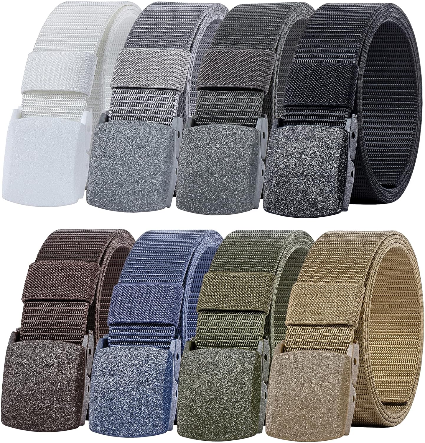8 Pack Nylon Military Tactical Plastic Buckle Belt Webbing Canvas Outdoor Web Belt