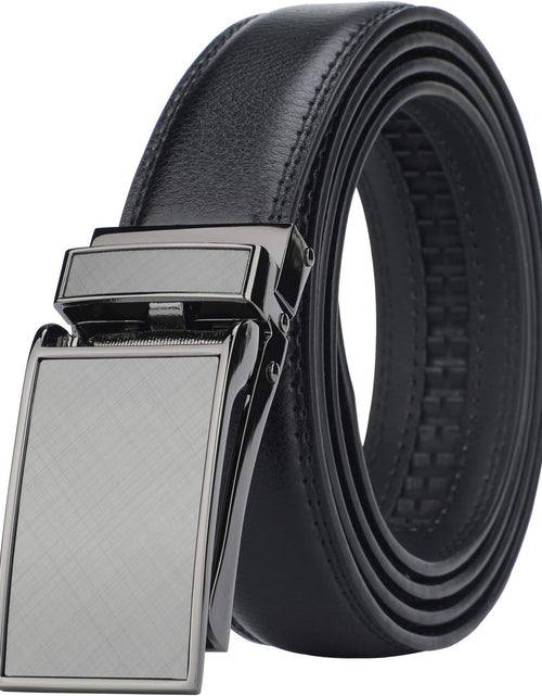 Load image into Gallery viewer, Men&#39;s Comfort Genuine Leather Ratchet Dress Belt with Automatic Click Buckle, Black
