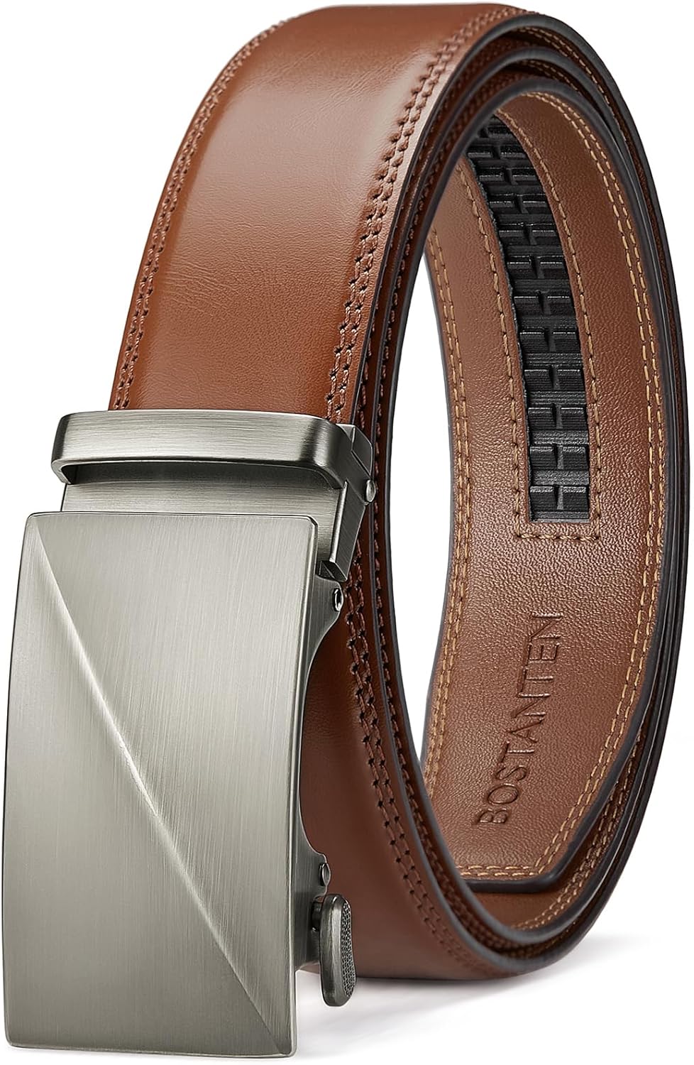 Mens Belt Leather Ratchet Belt For Men Dress and Casual with Adjustable Buckle, Trim to Fit (36"-42" Waist Adjustable)