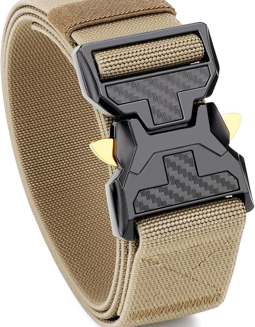Load image into Gallery viewer, Men&#39;s Tactical Belt Nylon Web Work Belts with Heavy Duty Quick Release Buckle, Khaki, Large
