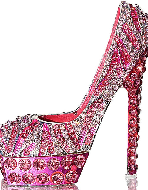 Load image into Gallery viewer, Pink diamond leopard high heels Trinket Box Hinged Hand-painted Figurine Collectible Ring Holder
