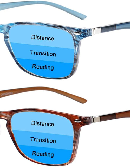 Load image into Gallery viewer, 2 Pack Progressive Multifocus Reading Glasses Men and Women Computer Blue Light Blocking Anti Eyestrain Readers (Blue Brown, 1.50)

