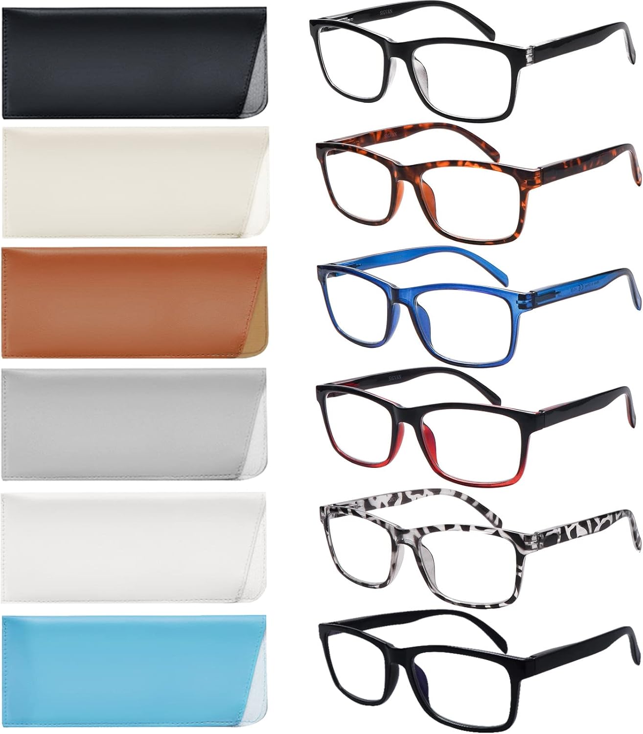 6 Pack Reading Glasses for Women Men Blue Light Blocking,Spring Hinge Anti Eyestrain/Glare Computer Readers (6 Mix, 2.0)