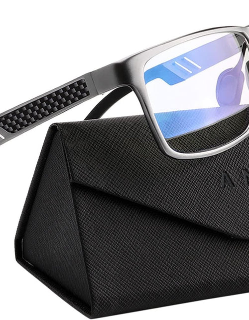 Load image into Gallery viewer, Blue Light Blocking Glasses Men Computer Gaming Glasses Lightweight Al-Mg Metal Anti Eyestrain UV400 Clear Lens Eye Protection (A02-gunmetal)
