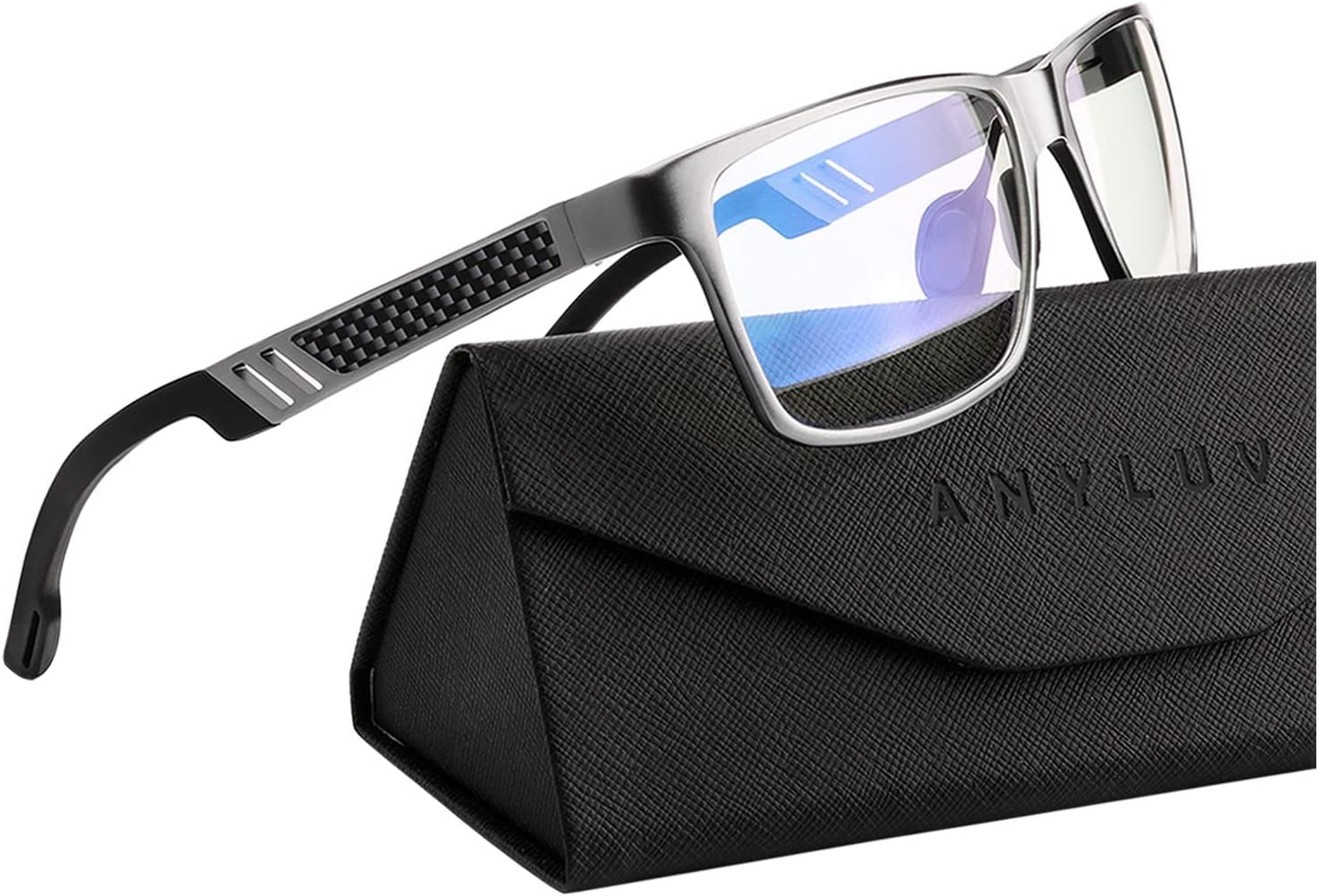 Blue Light Blocking Glasses Men Computer Gaming Glasses Lightweight Al-Mg Metal Anti Eyestrain UV400 Clear Lens Eye Protection (A02-gunmetal)