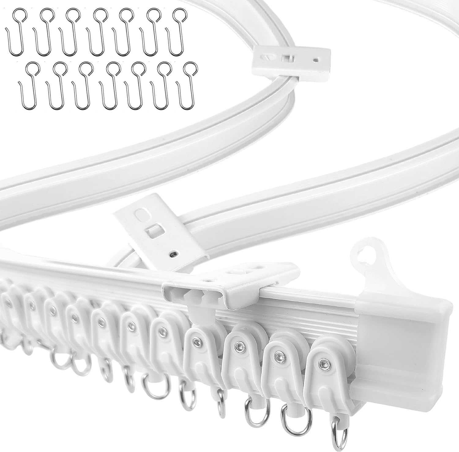 Flexible Bendable Ceiling Curtain Track, 16.4FT (5m), Ceiling Mount for Curtain Rail with Track Curtain System, White