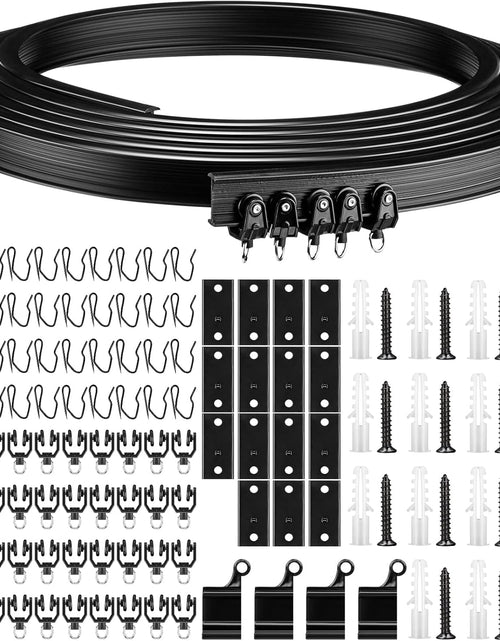 Load image into Gallery viewer, Bendable Ceiling Curved Curtain Track Flexible Ceiling Curtain Mount Soft Windows (Black, 5 Meter/ 16.4 Feet)
