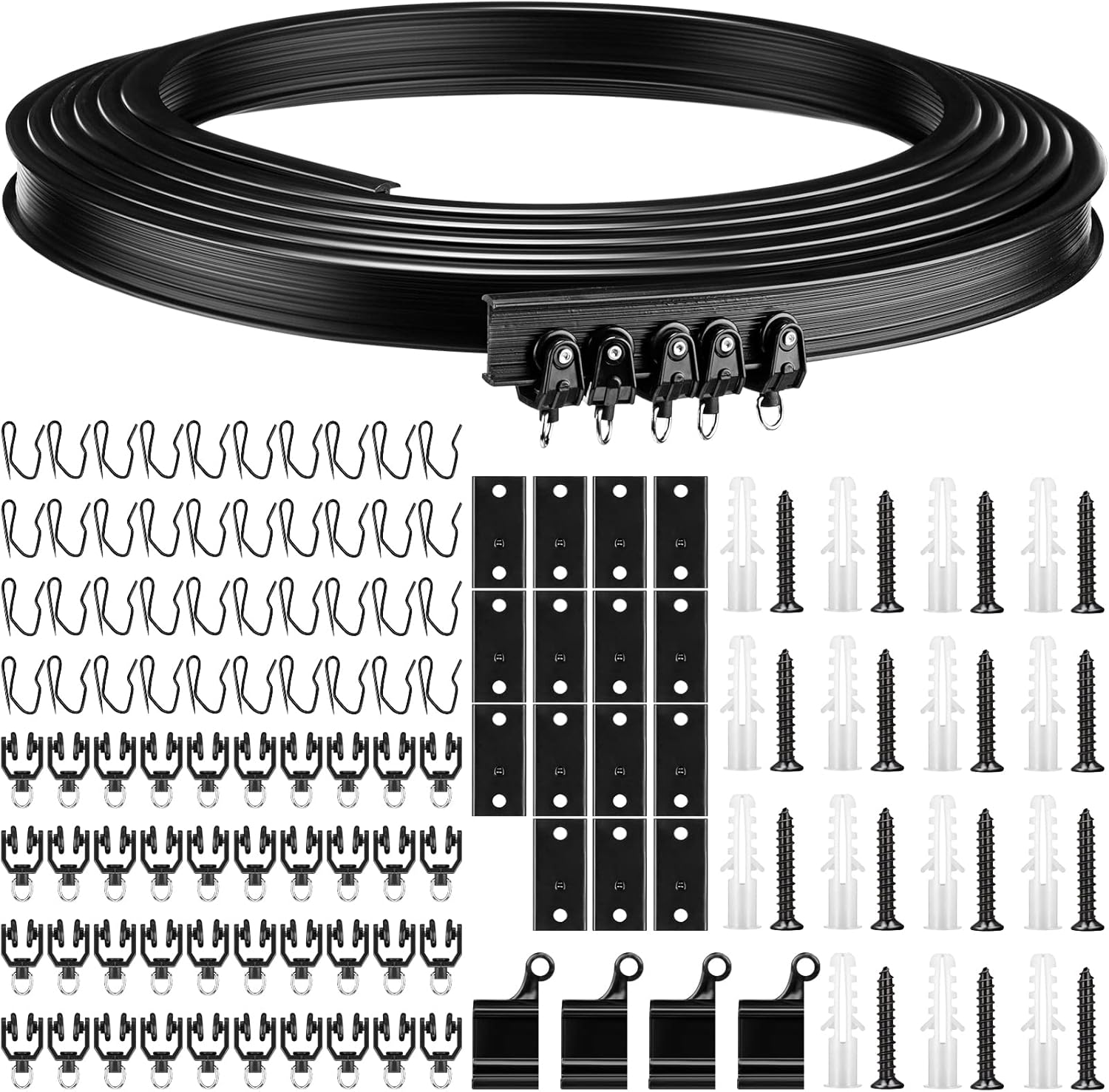 Bendable Ceiling Curved Curtain Track Flexible Ceiling Curtain Mount Soft Windows (Black, 5 Meter/ 16.4 Feet)
