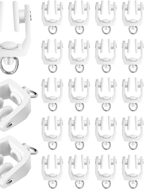 Load image into Gallery viewer, Curtain Track Hooks Flexible Bendable Clips 11 mm White Plastic Drapery Rail Gliders with Hooks (25 Pieces)

