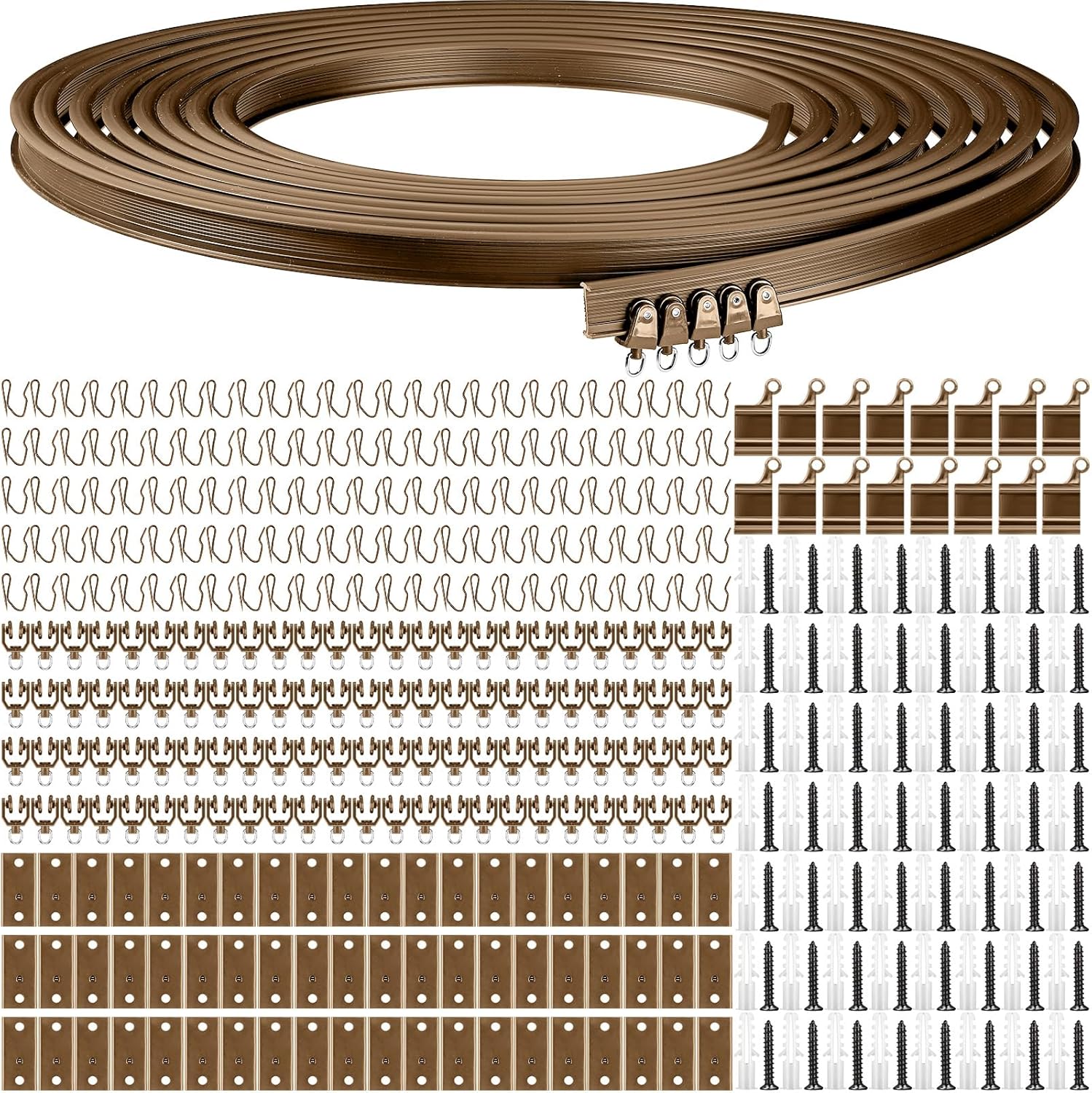 Flexible Ceiling Curtain Mount Soft Windows Curved Track for Curtain Rail with Track Curtain System (Brown,20 Meter/ 65.6 Feet)