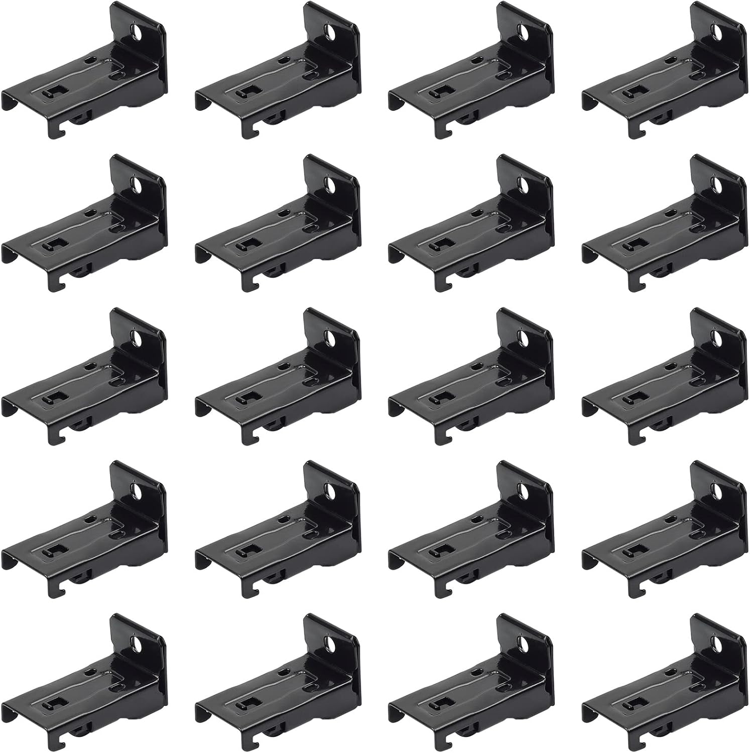 Black Wall Mount Brackets for Black Flexible Curtain Track, Bendable Curtain Track Wall Mounting Hardware (20 PCS)