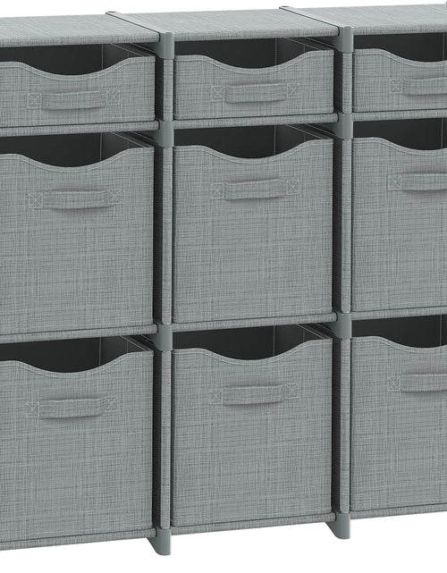 Load image into Gallery viewer, 9 Cube Closet Organizers, Includes All Storage Cube Bins, Easy To Assemble Storage Unit With Drawers (Light Grey)
