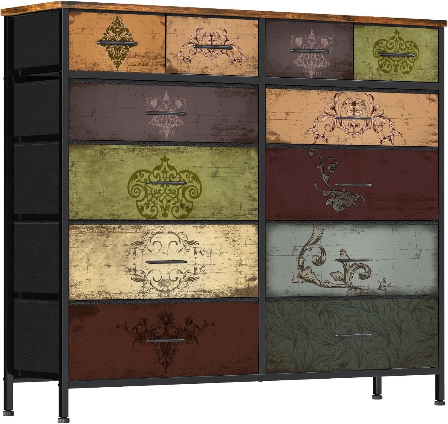 Dresser for Bedroom with 12 Drawers, Tall Fabric Drawer Dresser (Pattern)