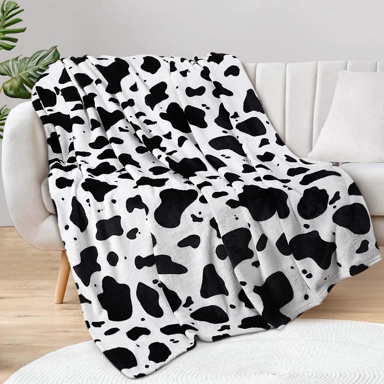 Cow Throw Blanket Fleece Flannel Cow Print Blanket for Adults Kids Soft Cozy Plush, 60 * 70 inch