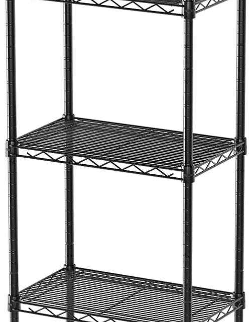 Load image into Gallery viewer, 5 Tier Shelf Wire Shelving Adjustable Storage Shelves Storage Rack, Narrow Mesh Gaps,16”W x 10”D x 55”H, Black

