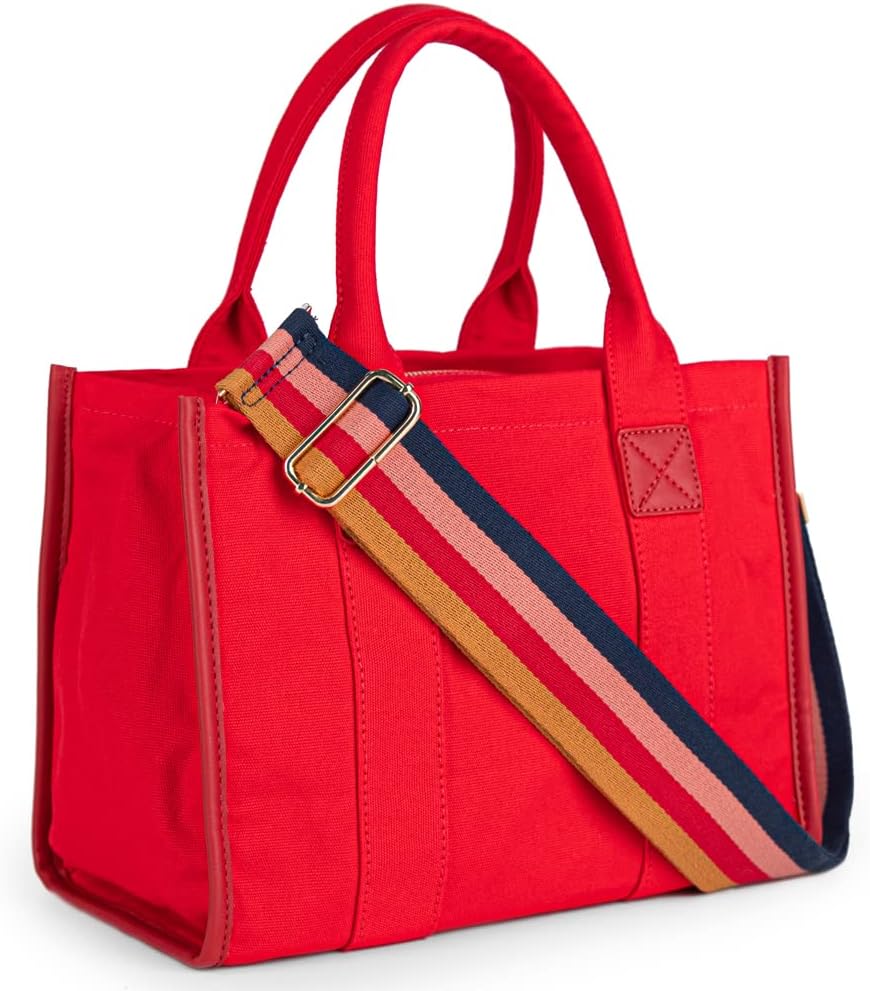 Canvas Tote Bag for Women Top Handle Handbag Crossbody Tote Bag for Women, Red