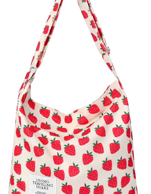 Load image into Gallery viewer, Canvas Tote Bag with External Pocket Design, Stylish Appearance, Adjustable Shoulder Strap, Strawberry Beige
