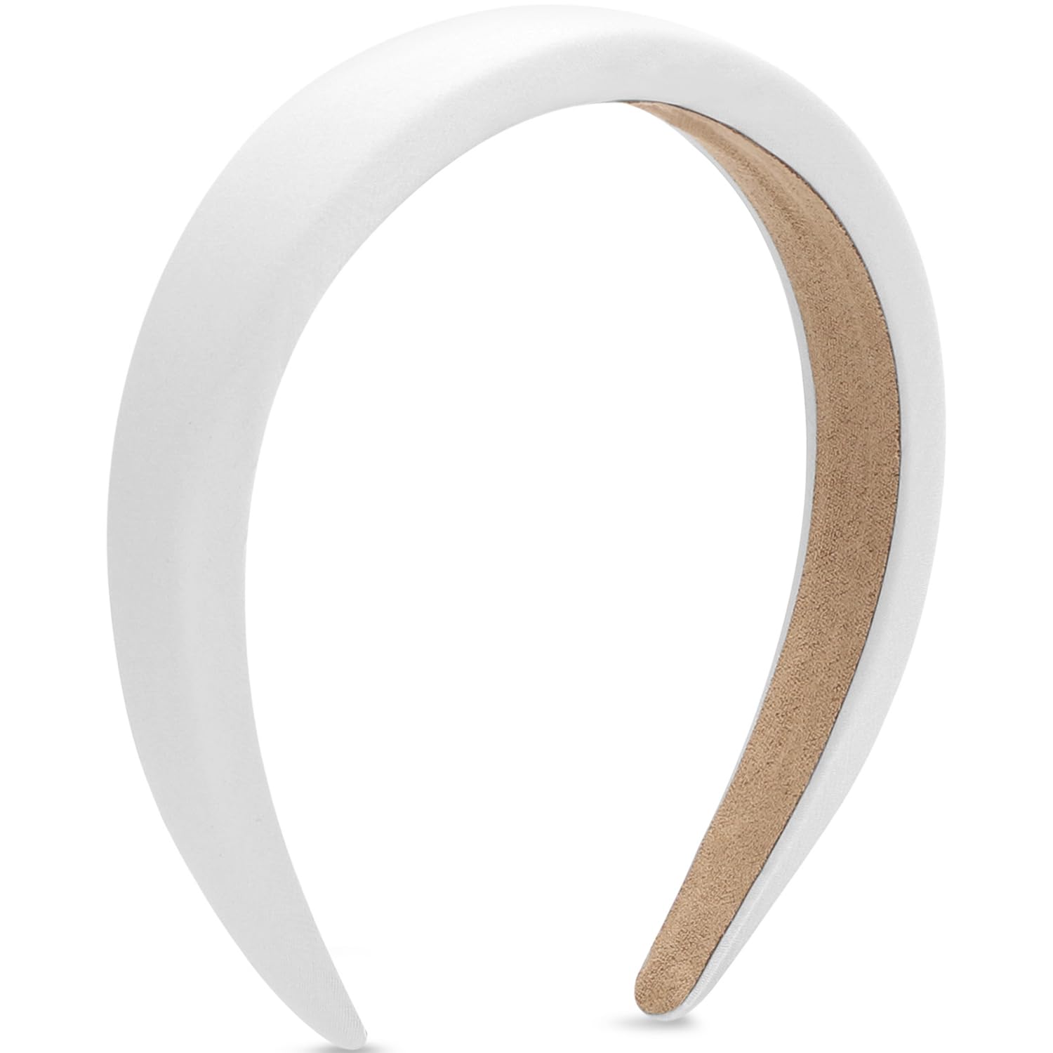 Padded Headband for Women, Wide Sponge HeadBands Plain Solid Hair Band Hoops, White