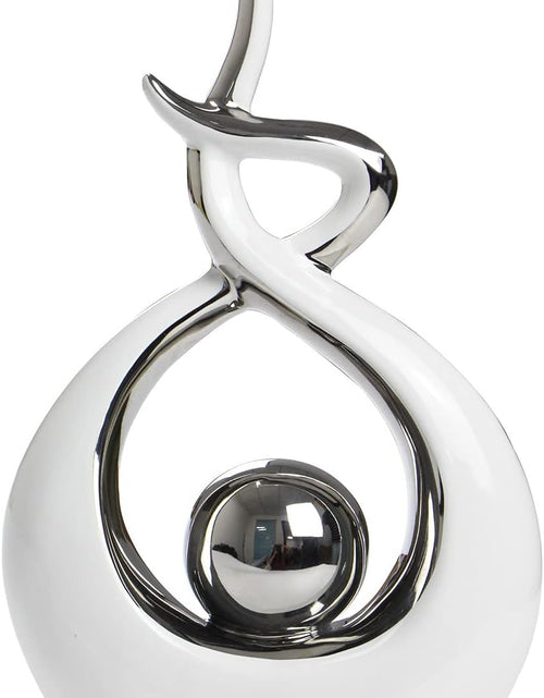 Load image into Gallery viewer, Modern Abstract Art Ceramic Statue Table Decorations for Dining Room Living Room Office Centerpiece, White and Silver
