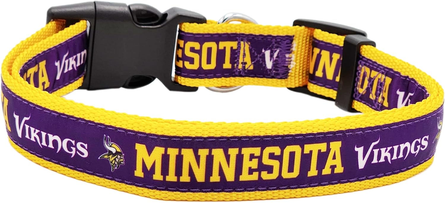 NFL PET Collar Minnesota Vikings Dog Collar, Medium Football Team Collar for Dogs & Cats