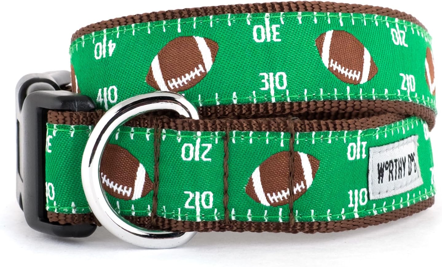 Football Field Dog Collar, Adjustable and Comfortable Nylon Pets Collar With Strong Quick Release Buckle Fits Large Dogs Green