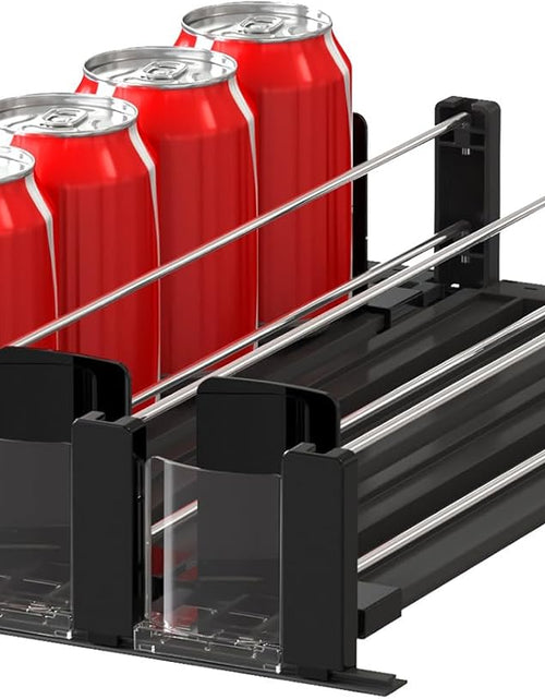 Load image into Gallery viewer, Drink Organizer for Fridge, Soda Can Dispenser for Refrigerator with Self-Pushing Width Adjustable Glide, Holds up to 15 Cans
